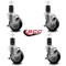 Service Caster 4'' Black Poly Swivel 1-5/8'' Expanding Stem Caster Set with Brake, 4PK SCC-EX20S414-PPUB-BLK-TLB-158-4 - alternate 3